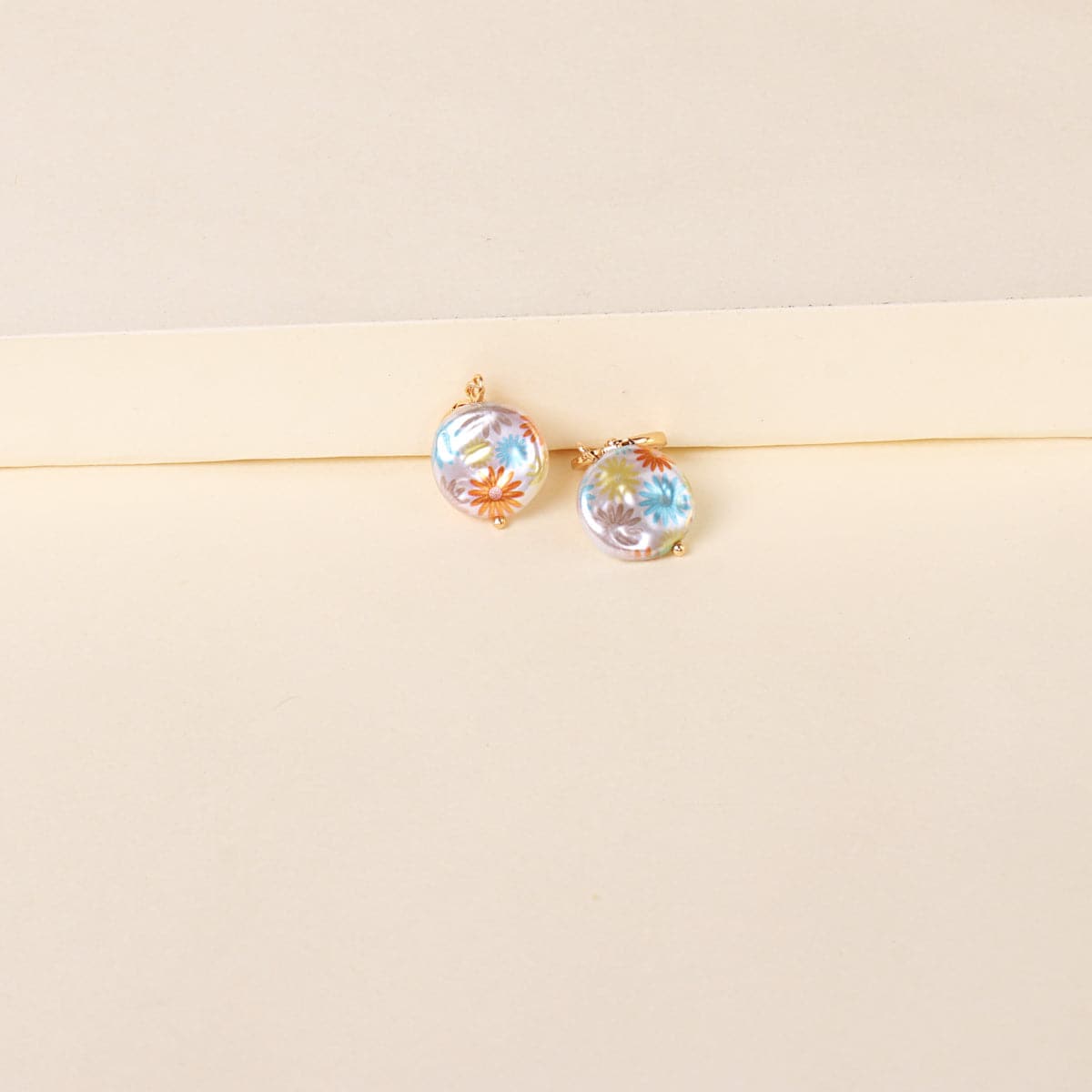 White Floral Pearl & 18K Gold-Plated Round Drop Earrings