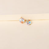 White Floral Imitation Pearl & Goldtone Drop Earrings
