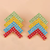 Red Multicolor Cubic Zirconia & 18K Gold-Plated Arrow Stud Earrings