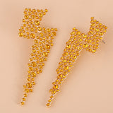 Orange Cubic Zirconia & 18K Gold-Plated Lightning Stud Earrings
