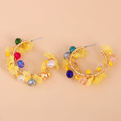 Yellow Acrylic & 18K Gold-Plated Flower Hoop Earrings