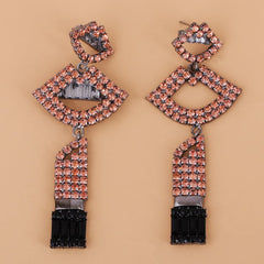 Pink Cubic Zirconia & Crystal Lips Drop Earrings