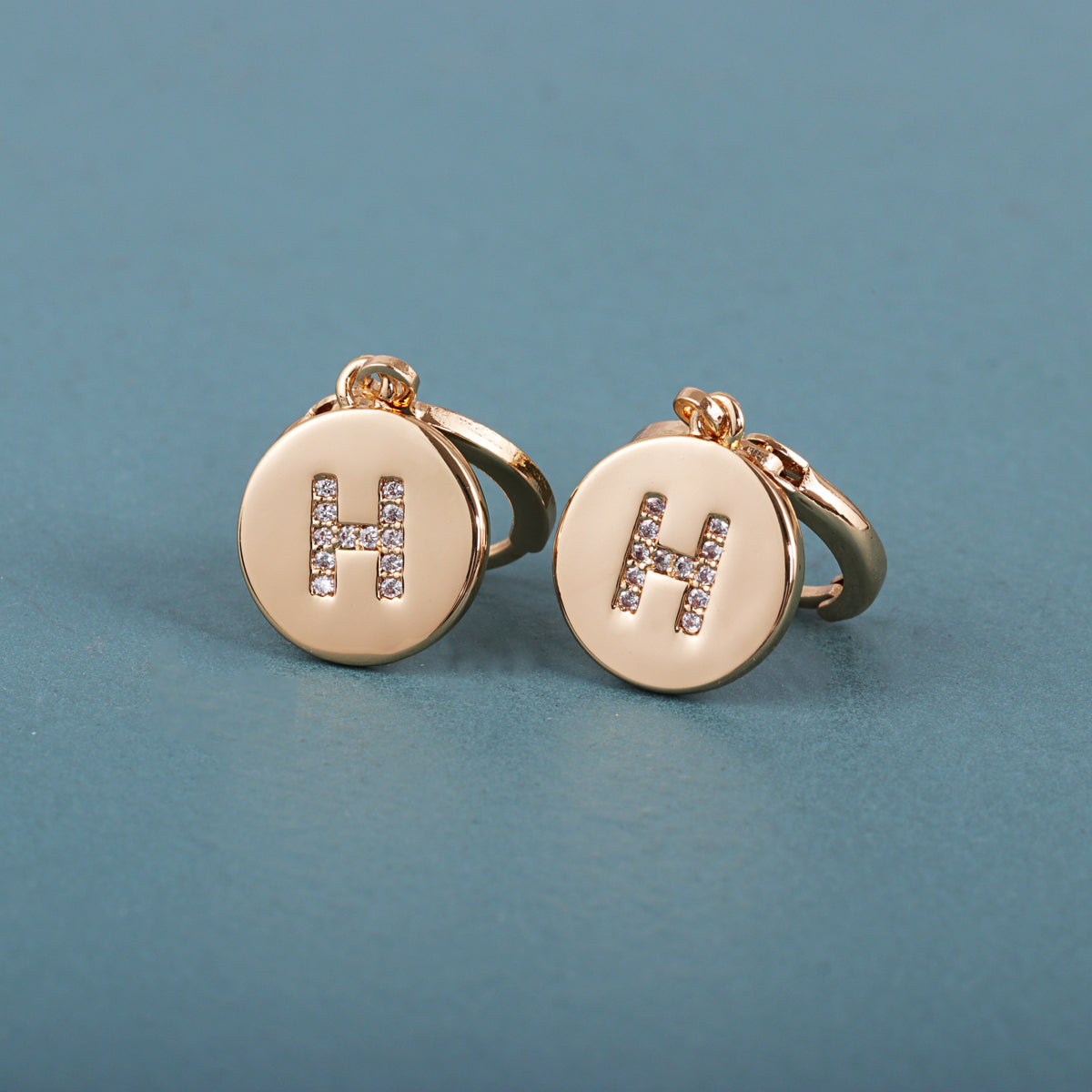 Cubic Zirconia & 18K Gold-Plated Letter H Cut Drop Earrings
