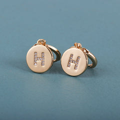 Cubic Zirconia & 18K Gold-Plated Letter H Cut Drop Earrings