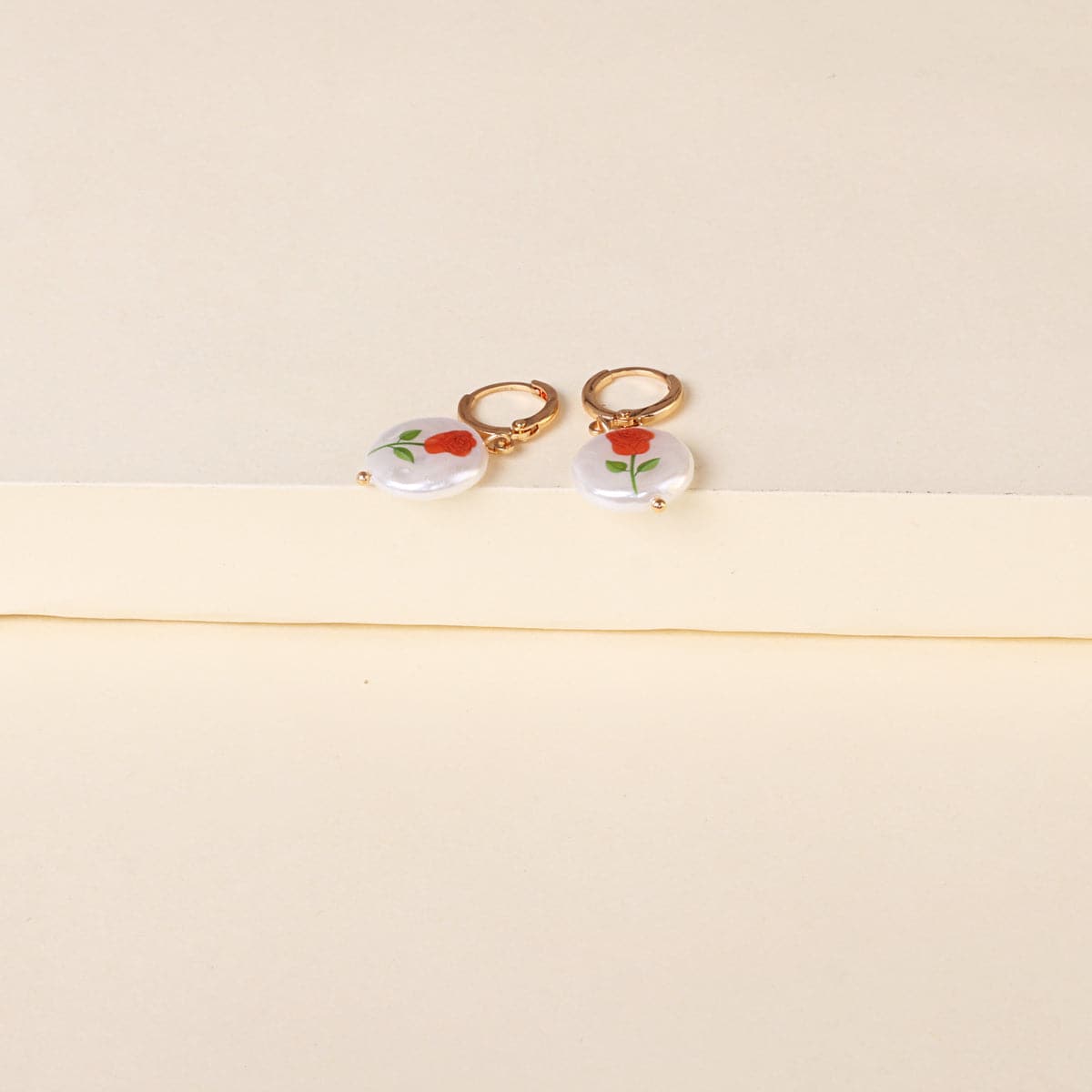 Rose Floral Pearl & 18K Gold-Plated Drop Earrings