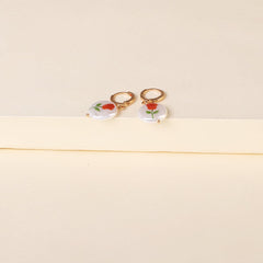 Rose Floral Pearl & 18K Gold-Plated Drop Earrings