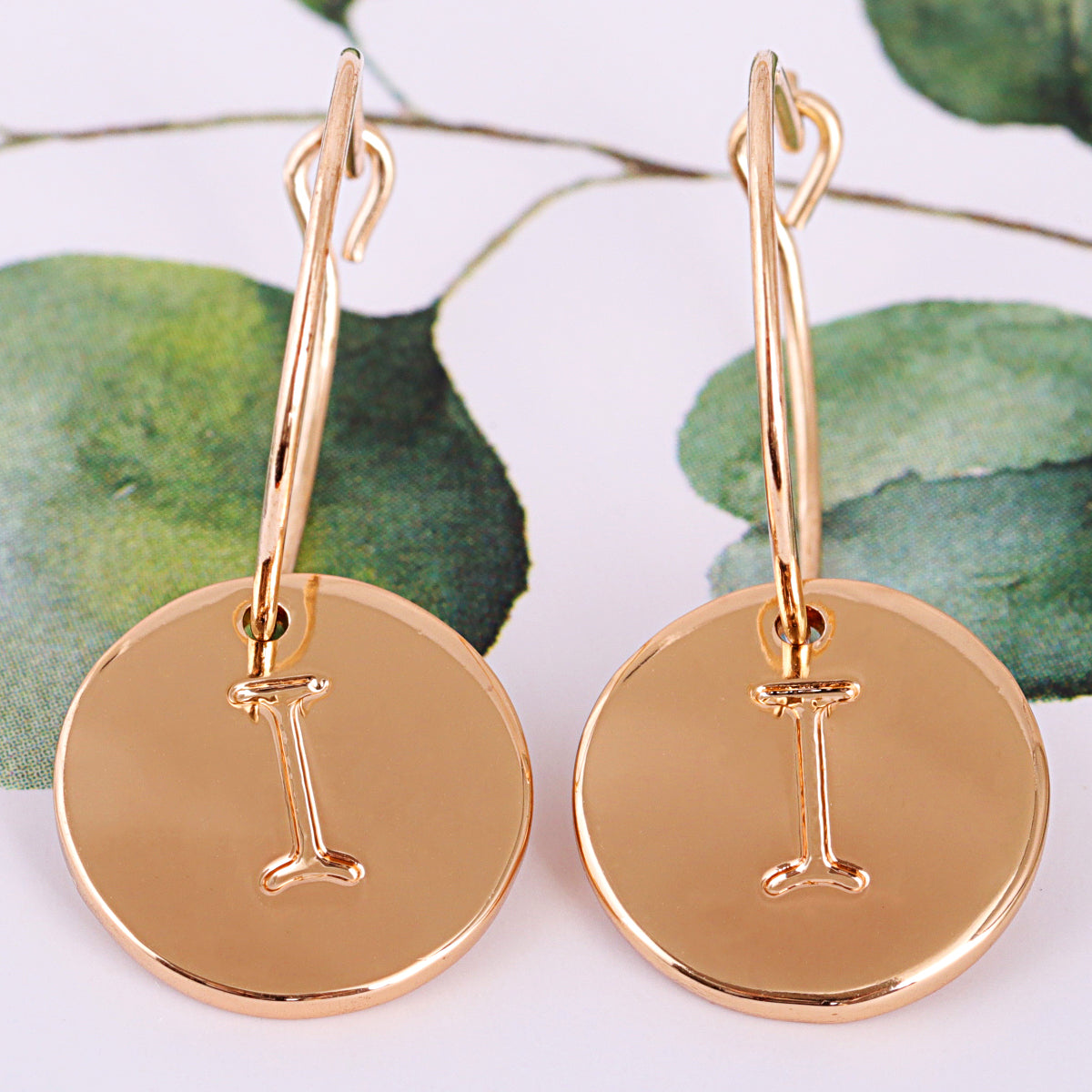 18K Gold-Plated Letter I Cut Drop Earrings
