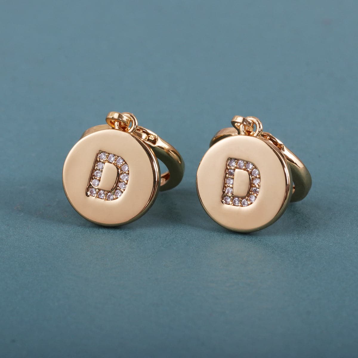 Cubic Zirconia & 18K Gold-Plated Letter D Cut Drop Earrings