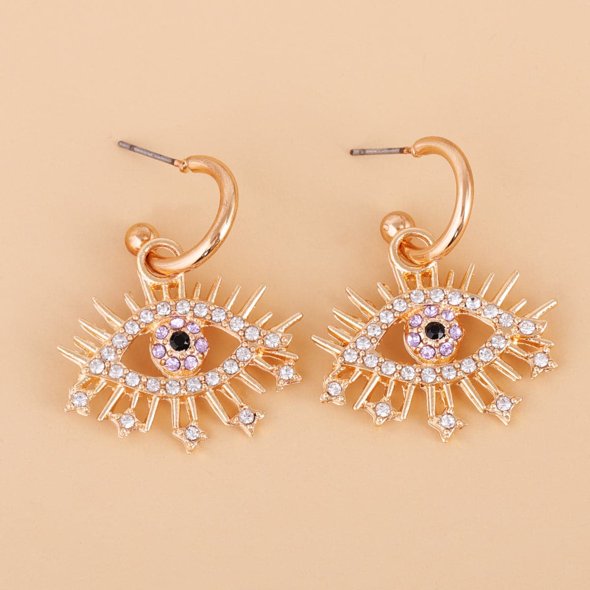 Cubic Zirconia & 18K Gold-Plated Eye Drop Earrings