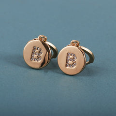 Cubic Zirconia & 18K Gold-Plated Letter B Cut Drop Earrings