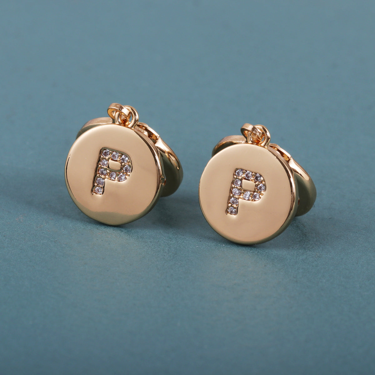 Cubic Zirconia & 18K Gold-Plated Letter P Cut Drop Earrings