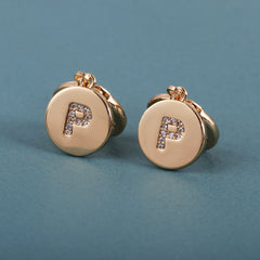 Cubic Zirconia & 18K Gold-Plated Letter P Cut Drop Earrings