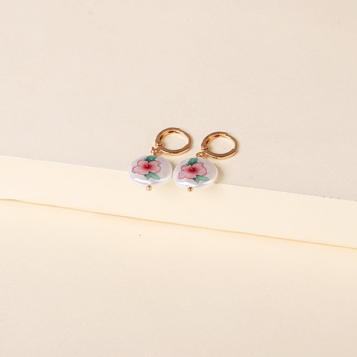 Pink Floral Pearl & 18K Gold-Plated Drop Earrings
