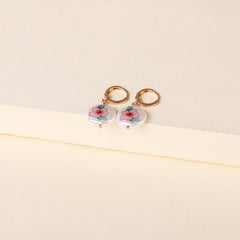 Pink Floral Pearl & 18K Gold-Plated Drop Earrings