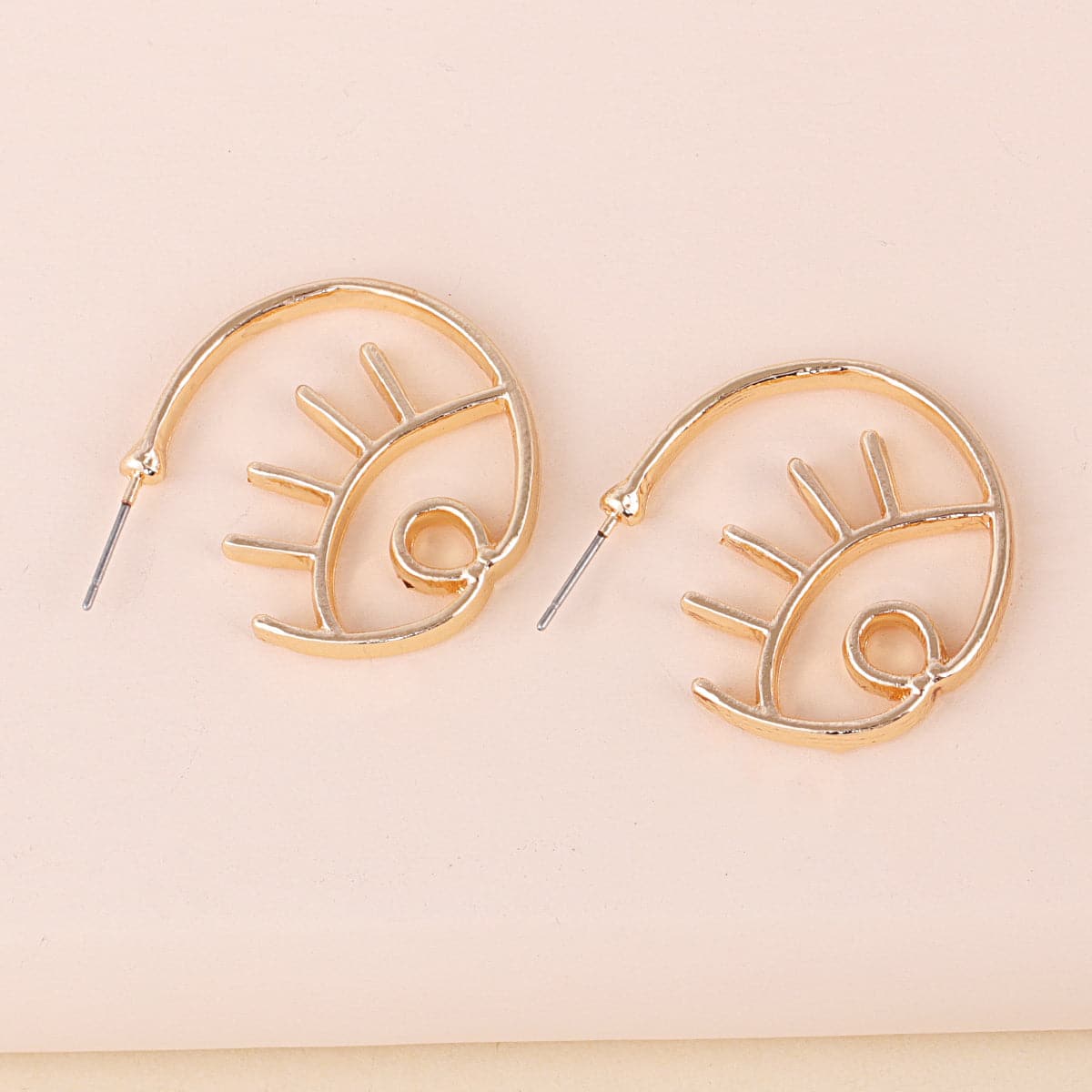 18K Gold-Plated Open Eye Stud Earrings