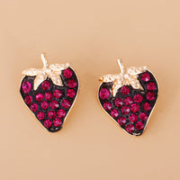 Red Cubic Zirconia & Enamel Strawberry Stud Earrings