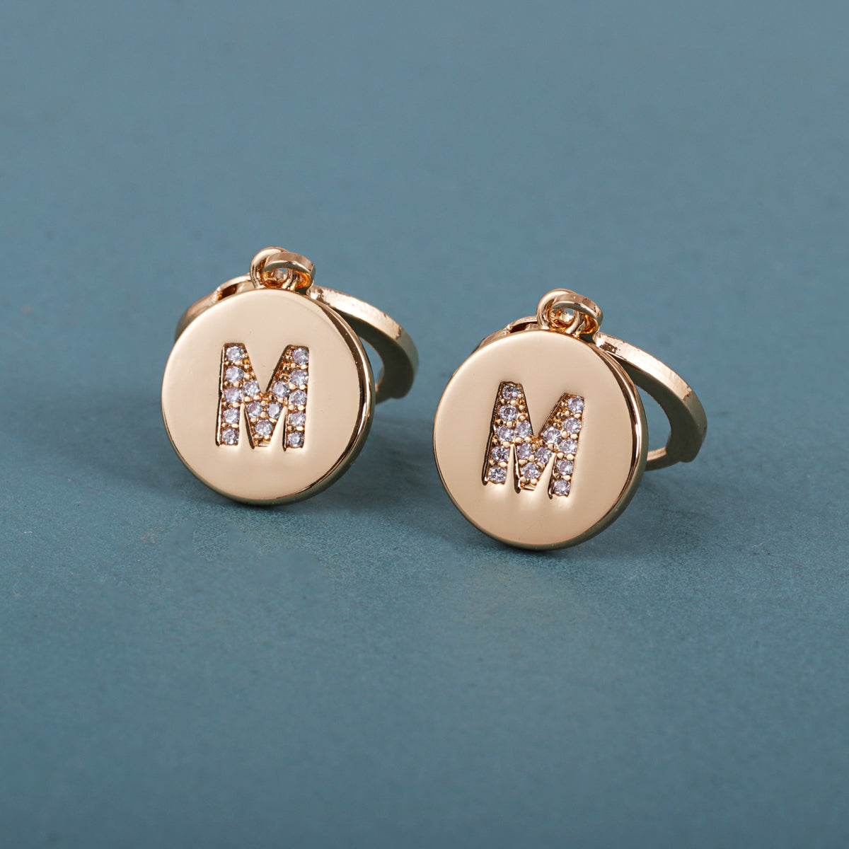Cubic Zirconia & 18K Gold-Plated Letter M Cut Drop Earrings