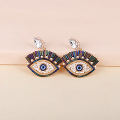 Black Cubic Zirconia & Pearl 18K Gold-Plated Evil Eye Drop Earrings