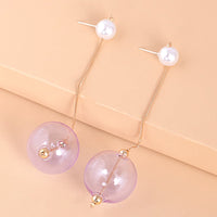 Purple Glass & Pearl 18k Gold-Plated Drop Earrings