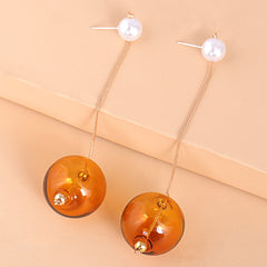 Orange Glass & Pearl 18K Gold-Plated Drop Earrings