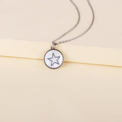 White Resin & Silver-Plated Star Pendant Necklace