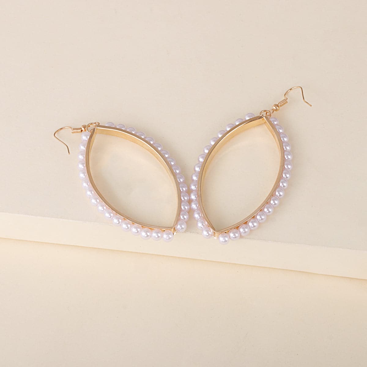 Pearl & 18K Gold-Plated Marquise Drop Earrings