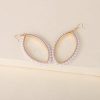 Imitation Pearl & Goldtone Marquise Drop Earrings