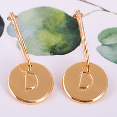 18K Gold-Plated Letter D Cut Drop Earrings