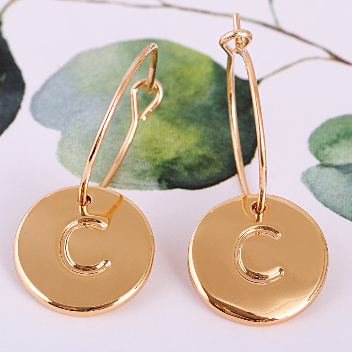 18K Gold-Plated Letter C Cut Drop Earrings