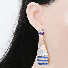 Blue Enamel & Pearl 18K Gold-Plated Bottle Drop Earrings