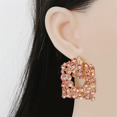 Light Pink Crystal & Cubic Zirconia Cluster Drop Earrings