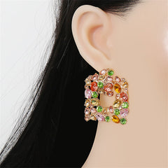 Cubic Zirconia & Green Crystal 18K Gold-Plated Square Drop Earrings
