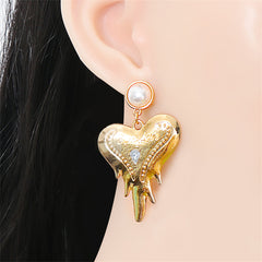 Pearl & Crystal 18K Gold-Plated Heart Drop Earrings