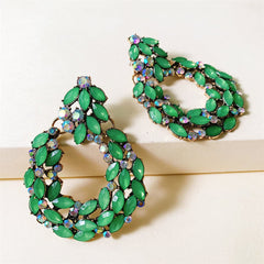 Green Crystal & Cubic Zirconia Wreath Drop Earrings