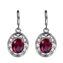 Rose Crystal & Silver-Plated Oval Drop Earrings