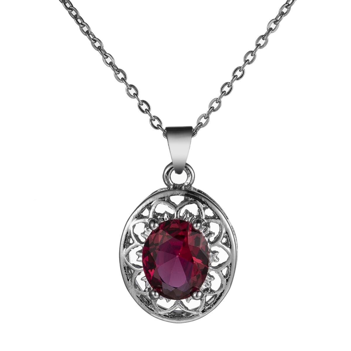 Rose Crystal & Silver-Plated Floral Pendant Necklace
