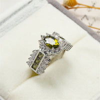 Green Crystal & Cubic Zirconia Ring