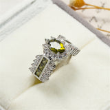 Green Crystal & Cubic Zirconia Ring