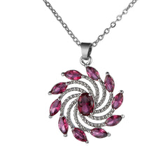Purple Crystal & Silver-Plated Vortex Pendant Necklace