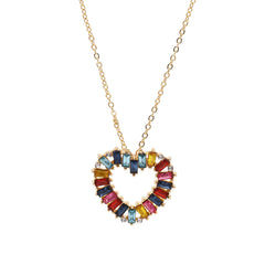 Jewel-Tone Crystal & 18K Gold-Plated Open Heart Pendant Necklace