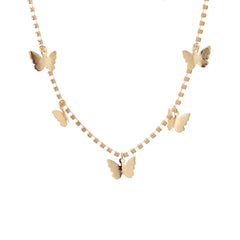 Cubic Zirconia & 18K Gold-Plated Butterfly Station Necklace