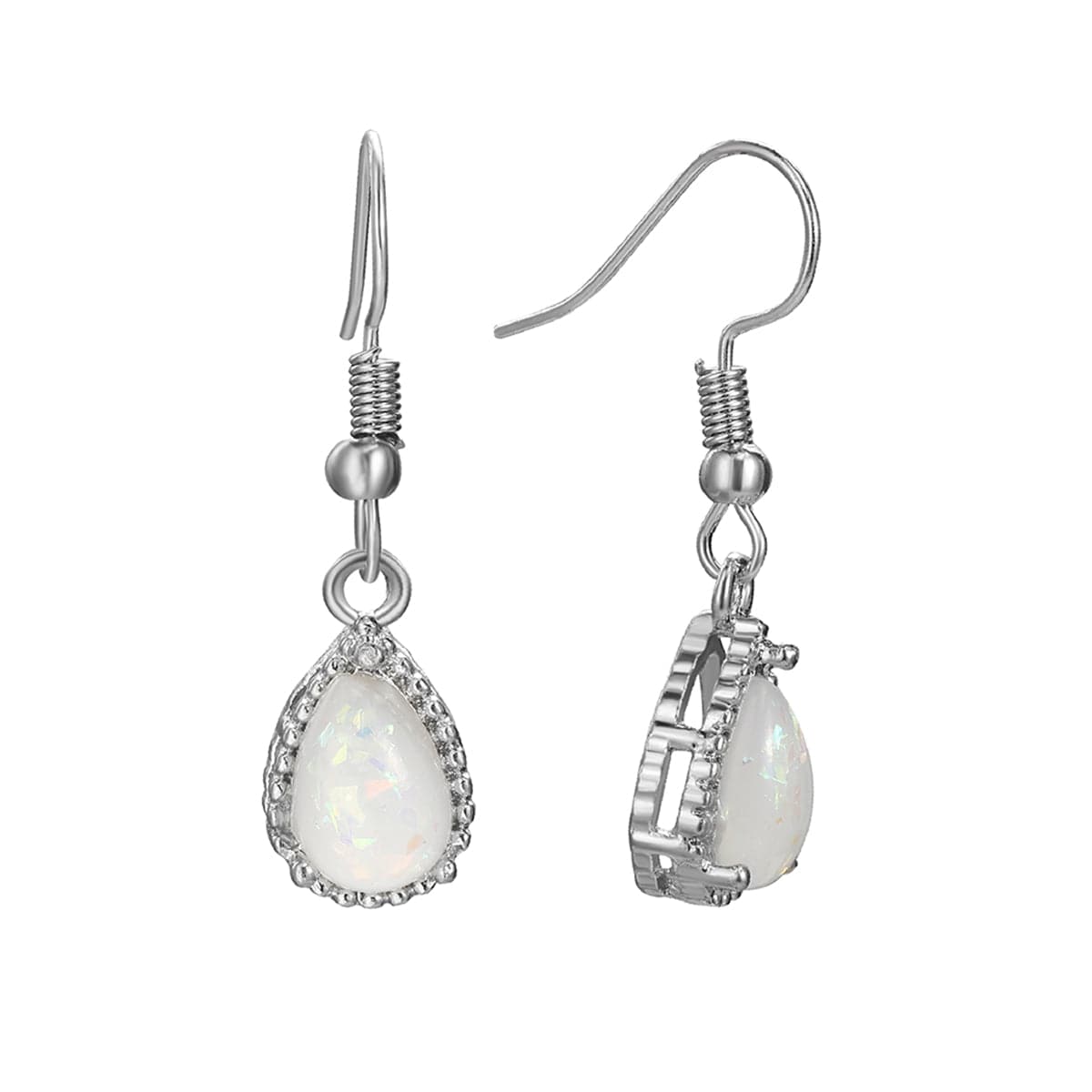 Opal & Silver-Plated Drop Earrings