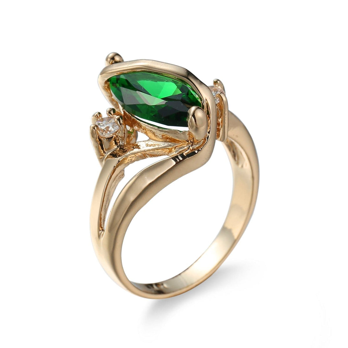 Green Crystal and Cubic Zirconia Oval Ring, statement rings for women, elegant gift for her, side view