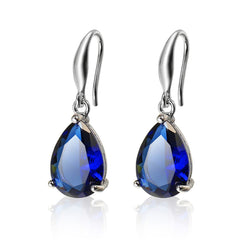 Navy Crystal & Silver-Plated Teardrop Earrings
