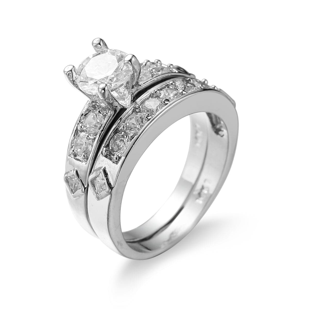Crystal and Cubic Zirconia Ring Set, jewelry gift sets for women, dainty minimalist design, front view