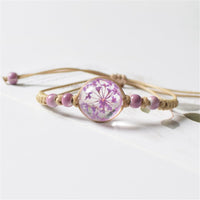 Purple Gypsophila & Ceramic Bead Adjustable Bracelet