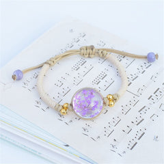 Purple Gypsophila & Gold-Plated Bead Adjustable Bracelet