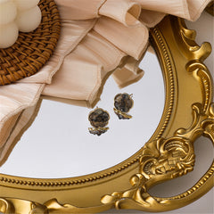 Gray Quartz & 18K Gold-Plated Camellia Stud Earrings