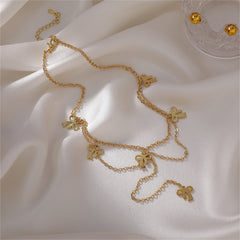Dazzling 18K gold-plated bow station choker with bows, a lovely piece for any occasion.
