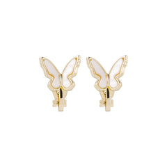 White Acrylic & 18K Gold-Plated Butterfly Ear Cuffs